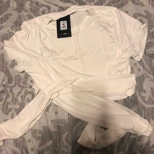 Fashion Nova Ivory Wrapped Crop Top